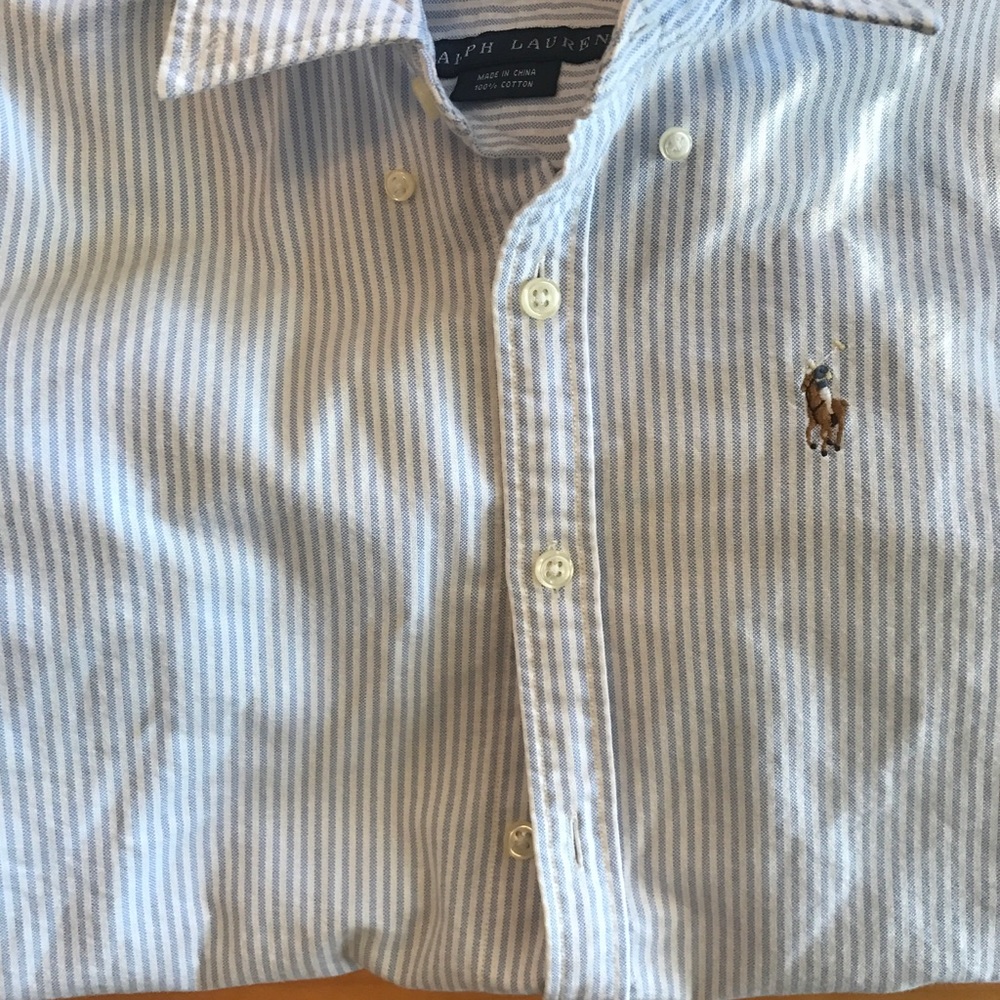 Ralph Lauren Slim Fit Oxford Sz 0 Blue & White